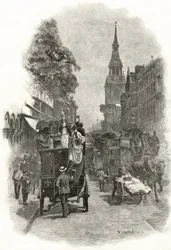 Cheapside and Bow Church Steeple, z książki „London Pictures: Drawn with Pen and Pencil”, autorstwa ks. Richarda Lovetta, opublikowanej w 1890 r.
